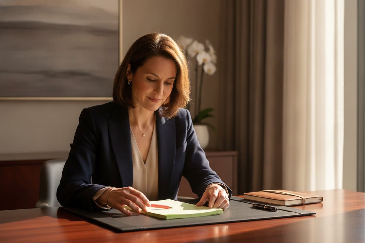 An advisor preparing notes and planning a client conversation